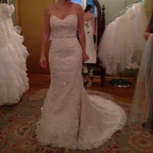 Sottero & Midgley Suzette fit and flare, Ivory over gold, size 6